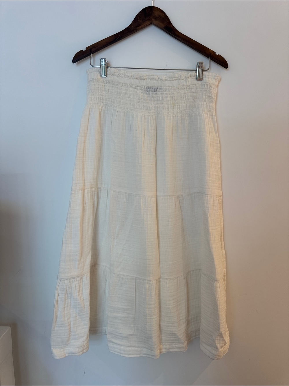 GAP White Maxi Skirt with Smocked Waistband